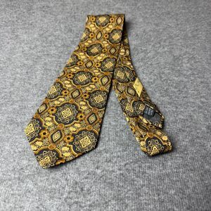 Valentino Cravatte Silk Tie Mens Dark Gold Geometric Pattern Made in Italy
